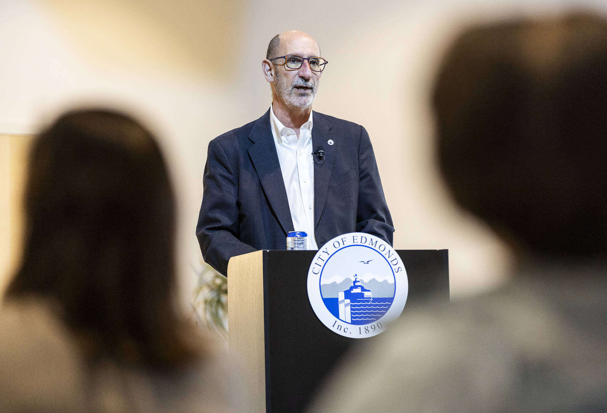 Edmonds Mayor Mike Rosen speaks during his 2026 Budget Address on Sept. 30, 2025 in Edmonds, Washington. (Olivia Vanni / The Herald)