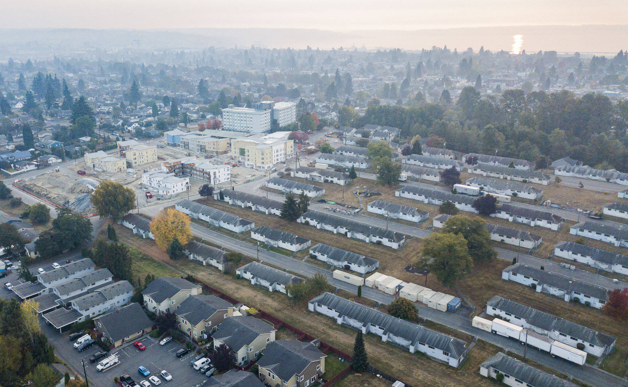 Everett Housing Authority is asking for city approval for its proposed development of 16 acres of land currently occupied by the vacant Baker Heights public housing development on Tuesday, Oct. 18, 2022 in Everett, Washington. (Olivia Vanni / The Herald)