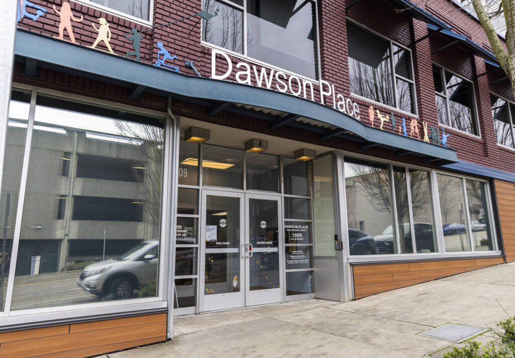 The outside of Dawson Place and Providence Intervention Center on Nov. 21, 2025 in Everett, Washington. (Olivia Vanni / The Herald)

