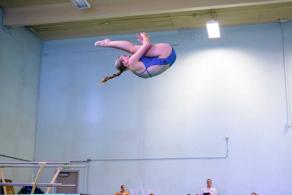 Glacier Peak High School state champion diver Claire Butler participates in a meet. (Photo courtesy of Lesa Cole / VNN Sports / Claire Butler)
