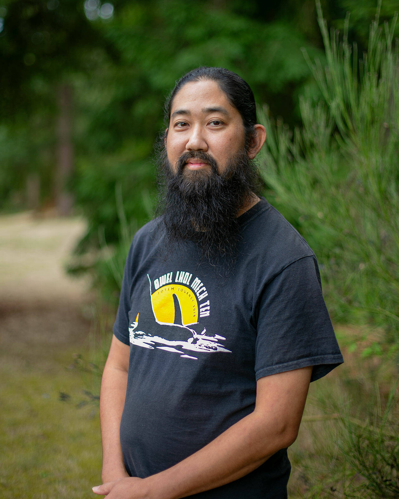 Kicking Gas Campaign Director Derek Hoshiko stands for a portrait Thursday, Sep. 7, 2023, in Langley, Washington. (Ryan Berry / The Herald)