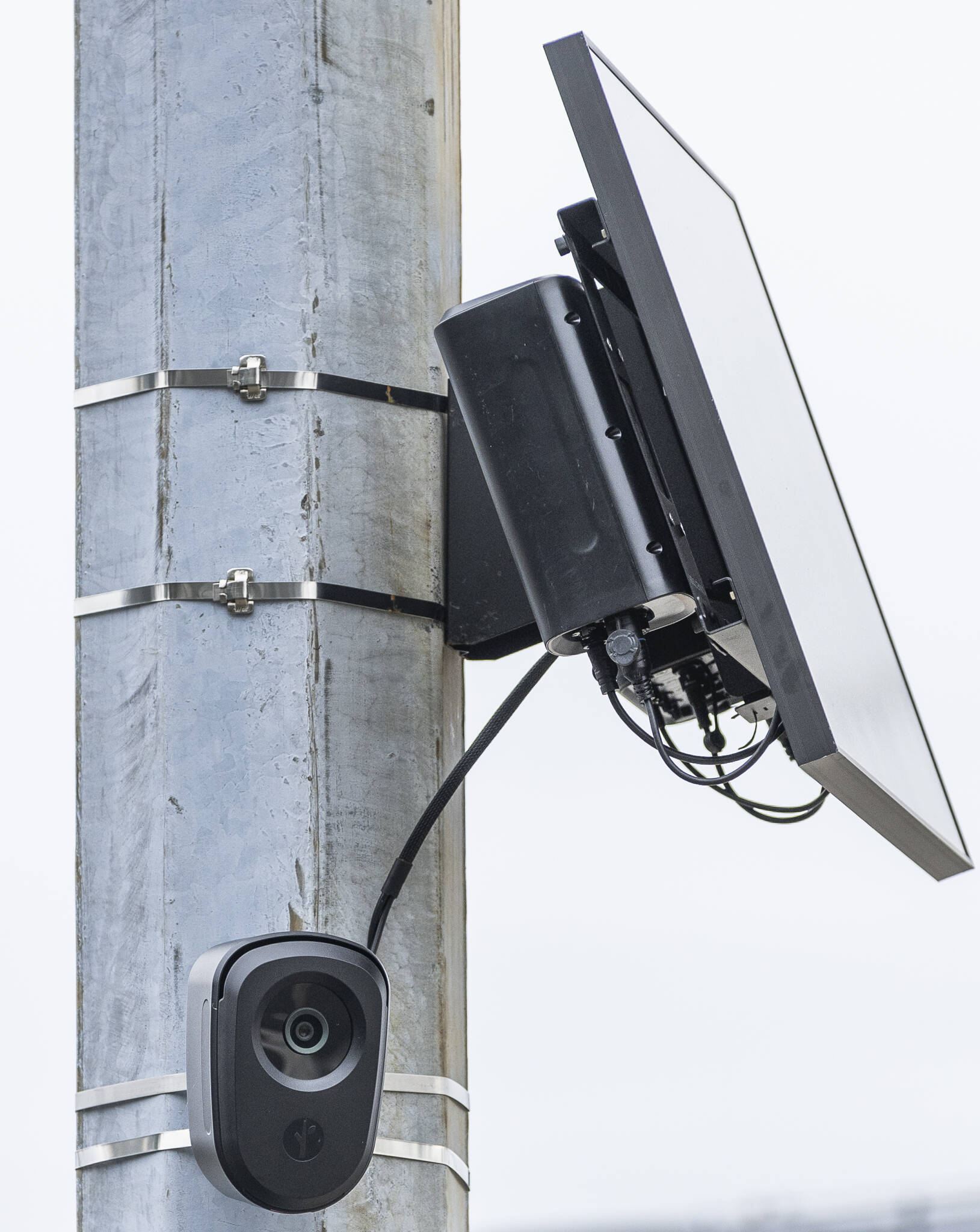 A Flock Safety camera on Oct. 28, 2025 in Lynnwood, Washington. (Olivia Vanni / The Herald)