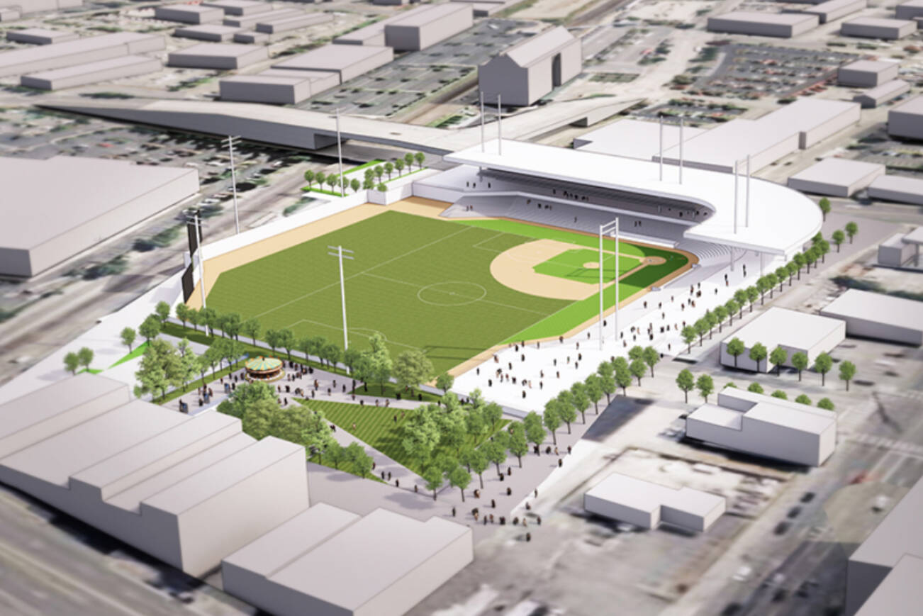 A rendering of possible configuration for a new multi-purpose stadium in downtown Everett. (DLR Group)