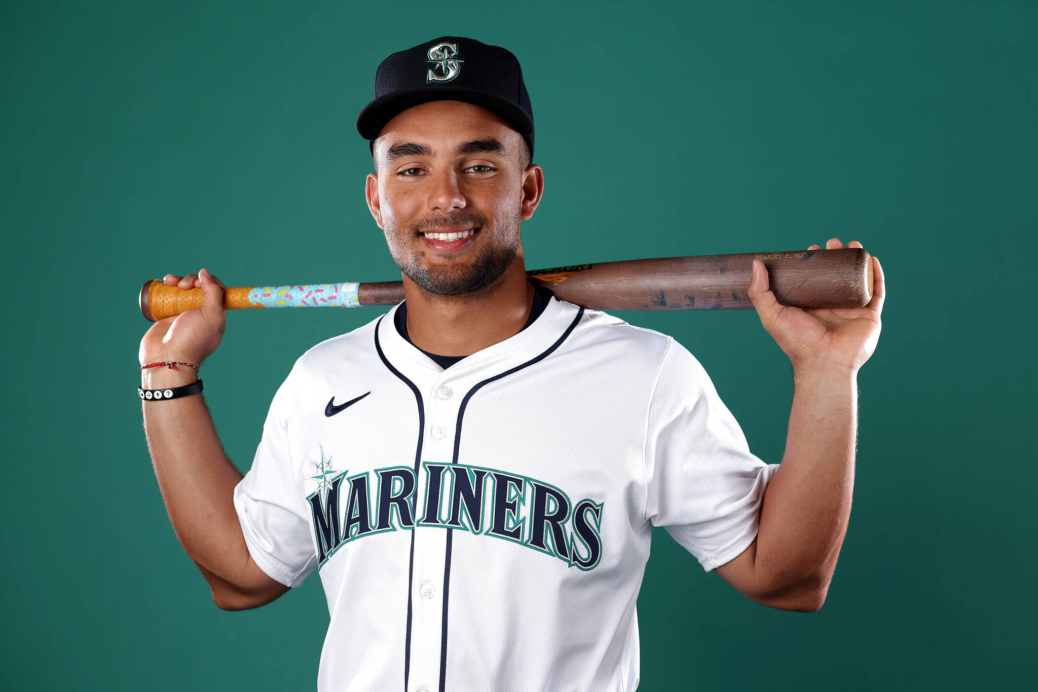 Harry Ford of the Seattle Mariners poses for a portrait during photo day at the Peoria Sports Complex on Feb. 20, 2025, in Peoria, Arizona. (Steph Chambers/Getty Images/TNS)
