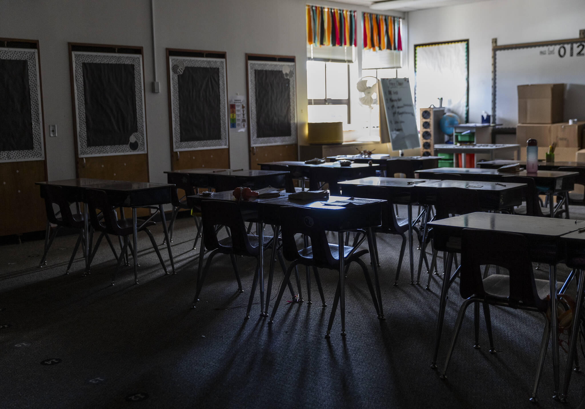 Inside one of the classrooms at Liberty Elementary on May 29 in Marysville. The Marysville School District closed schools, moved from a K-5 to a K-6 education model, cut staffing and limited non-essential spending to improve its financial situation. (Olivia Vanni / The Herald)