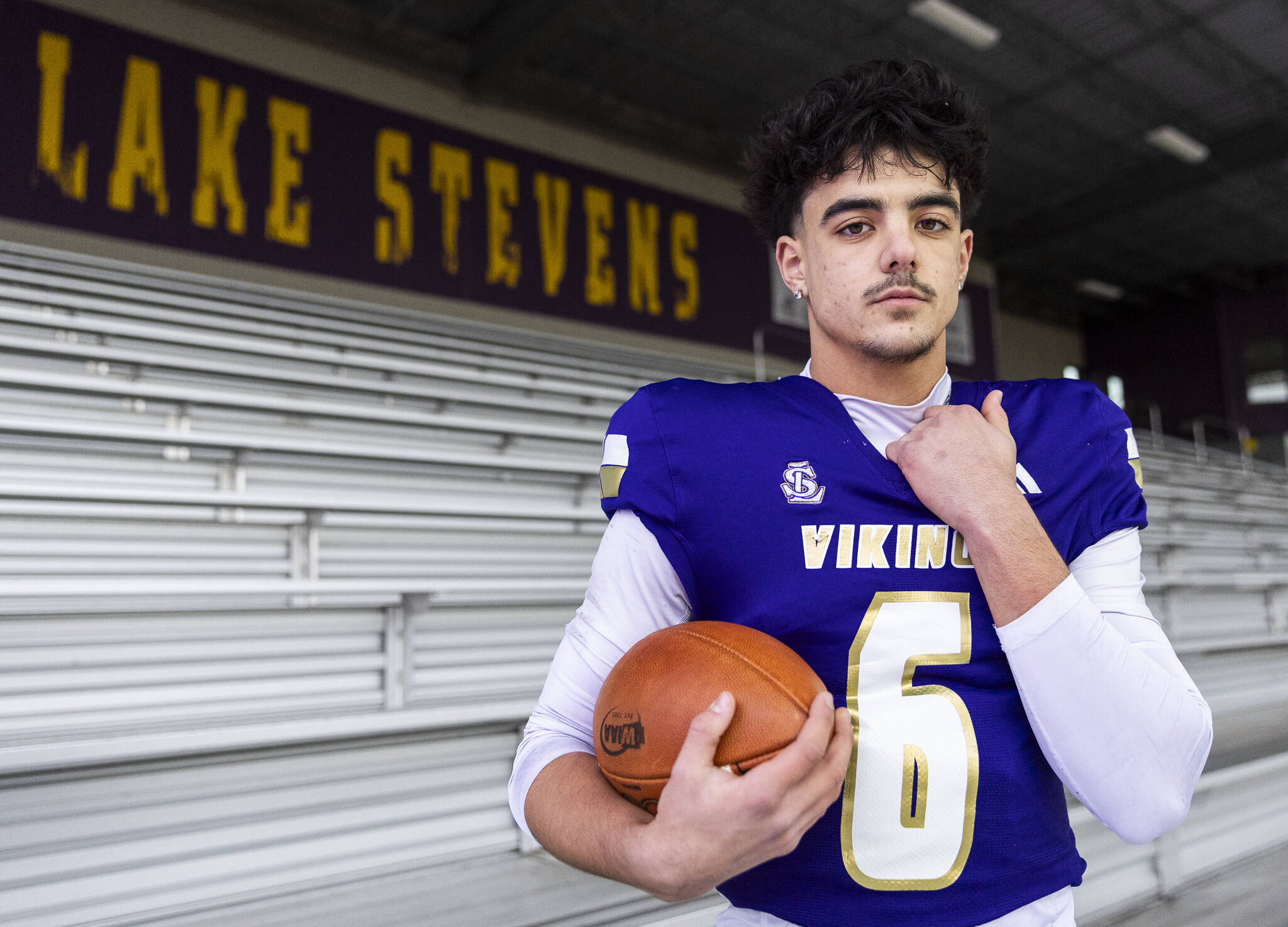 Lake Stevens junior Blake Moser is The Heralds 2025 All-Area Football Offensive Player of the Year. (Olivia Vanni / The Herald)