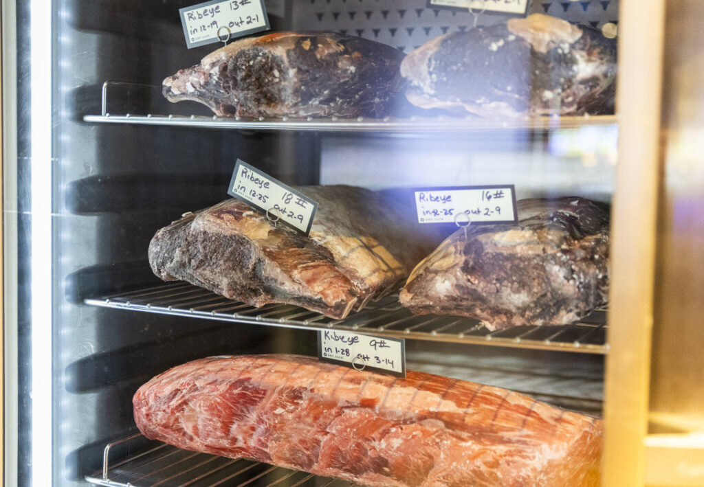 The dry-aged meat selection from Whiskey Prime Steakhouse at the Angel of the Winds Casino Resort on Thursday, Jan. 29, 2026 in Arlington, Washington. (Olivia Vanni / The Herald)
