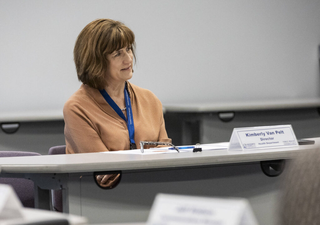 Director of the Snohomish County Health Department Kim Van Pelt sits at board meeting on Tuesday, Feb. 10, 2026 in Everett, Washington. (Olivia Vanni / The Herald)

