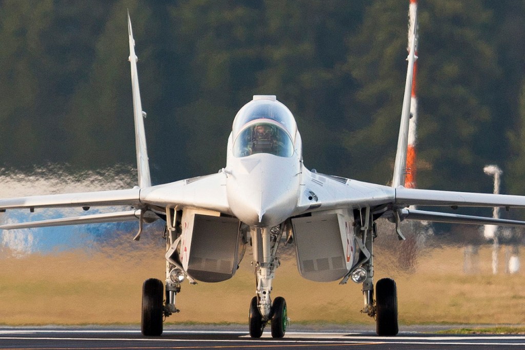 The Historic Flight Foundation's new MiG-29 performs a runway test on Jan. 22, 2011.(Chris Raezer)