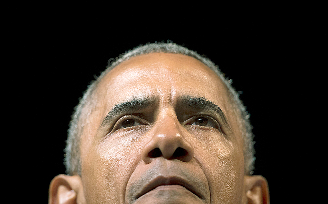President Barack Obama pauses while speaking at a fundraiser for Washington Gov. Jay Inslee at the Washington State Convention Center on Friday in Seattle. (AP Photo/Pablo Martinez Monsivais)