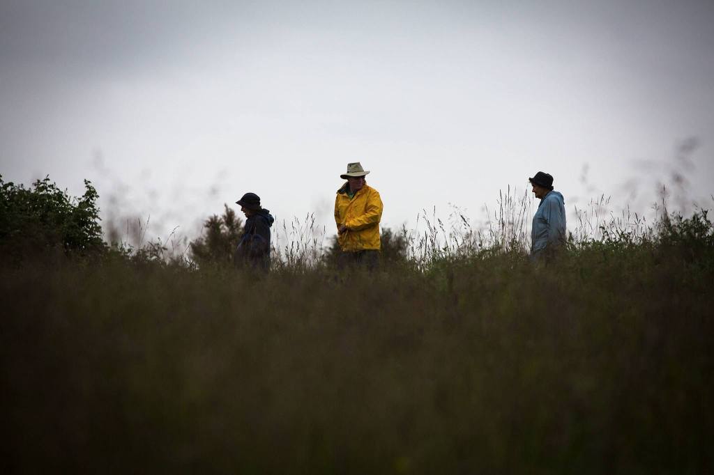 Lorayne Thompson, Bill Doyle and Laurie Smith participate in the Meals on Wheels Walkathon and fundraiser on May 21 on Whidbey Island. (Daniella Beccaria / For the Herald)