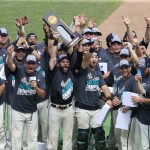 Coastal Carolina players celebrate their 4-3 victory over Arizona to win the championship after Game 3 of the NCAA College World Series baseball finals in Omaha, Neb., Thursday, June 30, 2016. (AP Photo/Nati Harnik)