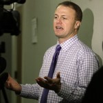 In this Jan. 21, 2016, photo, Tim Eyman speaks with reporters after hearing that a judge struck down his latest tax-limiting measure in Olympia. Now there are more questions looming about his use of campaign funds. (AP Photo/Elaine Thompson, File)