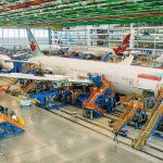 Boeing 787-8 planes in various stages of assembly at the Boeing facility in North Charleston, South Carolina. (Hunter McRae / For The Herald)