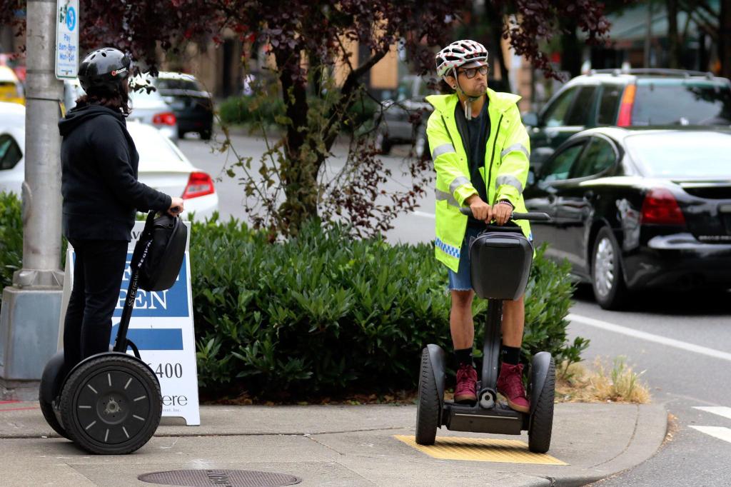 The tour includes a crash course on how to use a Segway. (Kevin Clark / The Herald)