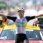 Britain&rsquo;s Stephen Cummings crosses the finish line to win the seventh stage of the Tour de France over 100.7 miles between L&rsquo;Isle-Jourdain and Lac de Payolle, France on Friday. (AP Photo/Peter Dejong)