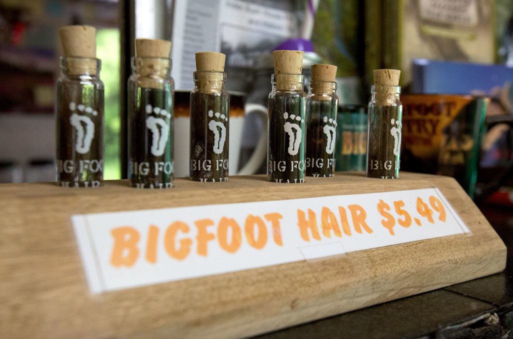 In addition to coffee, the Espresso Chalet sports Bigfoot themed items, such as Bigfoot &ldquo;hair samples,&rdquo; actually horse hair. (Andy Bronson / The Herald)