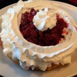 The Belgian waffle with strawberries and whipped cream at Jake&rsquo;s Cafe in Snohomish is large enough to serve two people. (Ayako Brown​)
