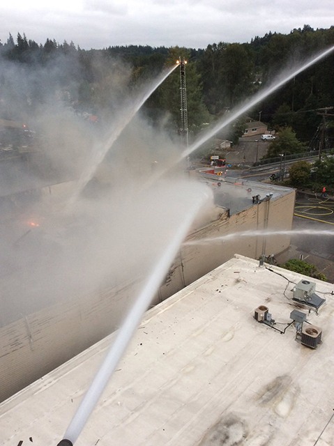 A four-alarm fire in Bothell early Friday damaged at least two properties. (Lynnwood Fire Dept.)