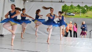 Students from Reflections School of Dance perform July 9 on the community stage at the Mill Creek Festival. Three teams performed. It was the faith-based school&rsquo;s 12th year performing at the festival. (Contributed photo)