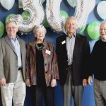 The Snohomish Education Foundation annual breakfast fundraiser was held May 24 at Glacier Peak High School. The event raised $63,000. Pictured from left are Eric Fritch, keynote speaker and owner of Chinook Lumber; Marian Berge and Mal Harding, SEF Founding Members; and retiring Superintendent Bill Mester. (Contributed photo)