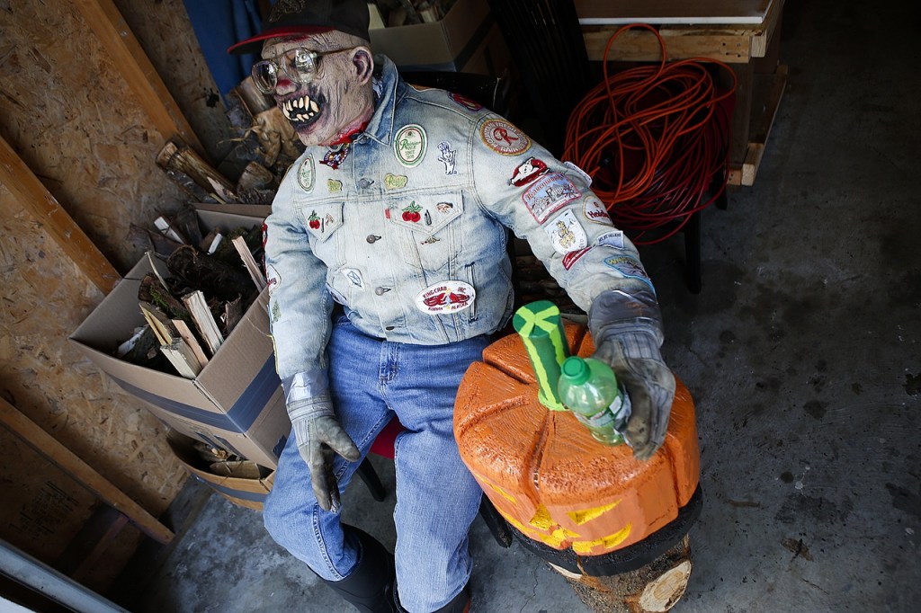 A mannequin sits in Dave Heykamp&rsquo;s storage unit at his apartment in Bothell. (Ian Terry / The Herald)