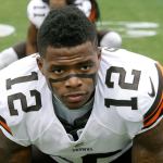 In this Dec. 21, 2014, photo, Cleveland Browns wide receiver Josh Gordon (12) stretches before an NFL game against the Carolina Panthers in Charlotte, N.C. (AP Photo/Bob Leverone, File)