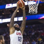United States center DeMarcus Cousins goes up for a dunk during Team USA&rsquo;s 111-74 win over Argentina in an exhibition game Friday in Las Vegas. (AP Photo/L.E. Baskow)