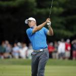 Jordan Spieth watches his approach shot on the fifth hole during the second round of the PGA Championship at Baltusrol Golf Club in Springfield, N.J. on Friday. (AP Photo/Mike Groll)
