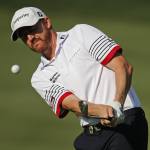 Jimmy Walker chips to the 15th green during the second round of the PGA Championship at Baltusrol Golf Club in Springfield, N.J. on Friday. (AP Photo/Mike Groll)