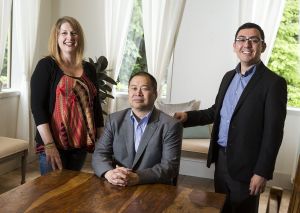 BioWatch News&rsquo; Alan Leong, together with Samson Ramirez (right) and Corinne Jordan (left) produce local biotech industry news.