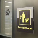 A sign marks the new pet relief area that opened April 4 in New york&rsquo;s JFK&rsquo;s Terminal 4.