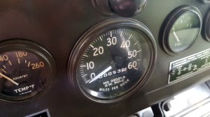The speedometer of the Dodge WC24 Command Car, which tops out at 60 mph.