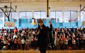 Former NFL wide receiver Trent Shelton talks during a Hope Soldiers rally April 15, 2015, at Mariner High School. The theme of this year&rsquo;s event, Friday at Mariner, is called &ldquo;The Revival.&rdquo; Shelton and Lauren Davis, who helped pass a state law helping families affected by addiction, will speak.