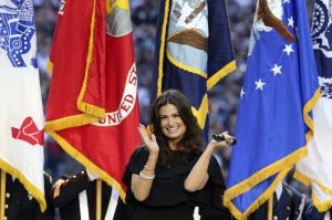 Genna Martin / The Herald Idina Menzel sang the National Anthem before the start of Super Bowl XLIX at University of Phoenix Stadium in Glendale, Arizona, Sunday, February 1, 2015. Photo taken 02012015