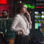 Julia Roberts plays director Patty Fenn, who talks the TV host through the crisis as she watches from the control booth.