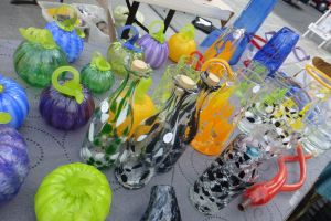 Glass by Aaron LaChaussee for sale at a previous Artists Garage Sale at the Schack. He and his folks, glass artists Joi and Dan LaChaussee, plan to sell their work at the sale Saturday.
