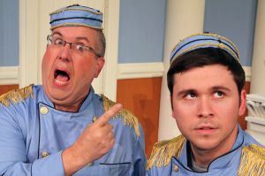 Hotel bellboys Terry Boyd (left) as Otis and Ryan St. Martin as Francis have their hands full when two competing divas show up at the Palm Beach Royale and end up claiming the same suite.