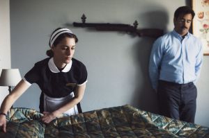 Ariane Labed and Colin Farrell in a scene from &ldquo;The Lobster.&rdquo;