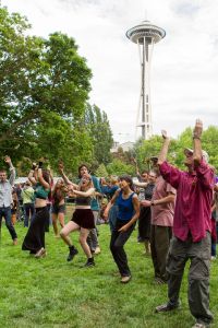 Crowd enjoy the the 2015 Northwest Folklife Festival.