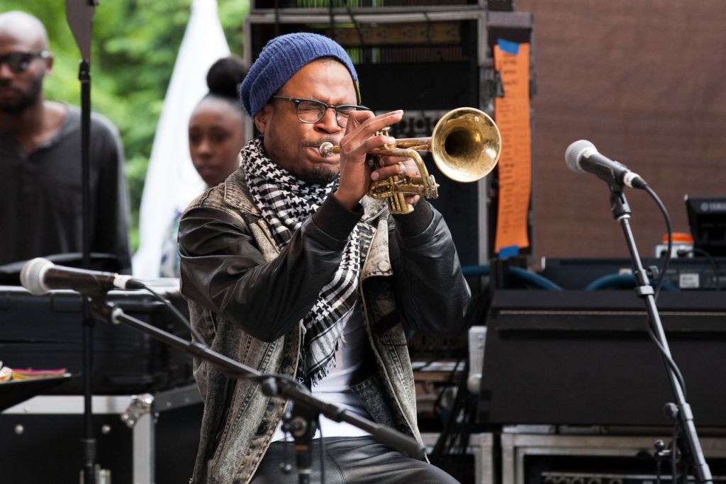 Owuor Arunga performs at the 2015 Northwest Folklife Festival.