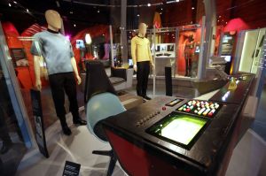 Costumes and pieces of the set of the &ldquo;Star Trek&rdquo; TV series are displayed in the exhibit, &ldquo;Star Trek: Exploring New Worlds.&rdquo; the EMP Museum in Seattle. The exhibit opens Saturday.