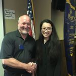 Contributed photo Martin Cross, president of the South Everett-Mukilteo Rotary Club, congratulates Nancy Jong on being named a Student of the Month.