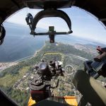 The bombardier&rsquo;s seat aboard the Aluminum Overcast offers a view of Discovery Park.