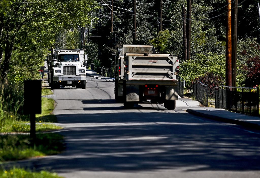 One of the complaints homeowners along 43rd Avenue SE have is that their small rural road was opened to heavy traffic.
