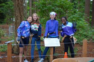 Girls Scouts, from left, Izabela Sanchez Nobles, Kendra Roark, Emma Sturgill and Nina Otebele planned, designed and installed a new interpretative trail at Lynndale Park in Lynnwood.