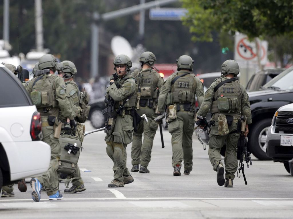 An FBI SWAT team arrives at the scene of a fatal shooting at the University of California, Los Angeles, on Wednesday.