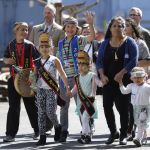 Members of the Suquamish Indian Tribe arrive at the Vigor Industrial Shipyard Tuesday in Seattle for a keel-laying ceremony for the state&rsquo;s newest ferry, which will bear the name of their tribe.