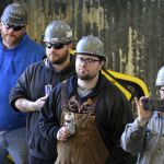 Workers at Vigor Industrial&rsquo;s shipyard in Seattle listen during the keel-laying ceremony Tuesday to mark the construction of the Suquamish ferry being built at the shipyard.