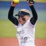 Everett’s Sydney Taggart delivers a pitch during the Class 3A softball third-place game against Mt. Spokane in Lacey on Saturday. Everett defeated Mt. Spokane 14-4.